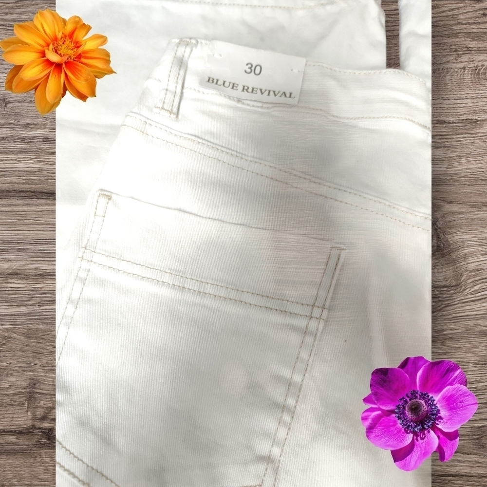NWT Blue Revival Wide Leg White Denim Pants, 30 - Picture 4 of 5